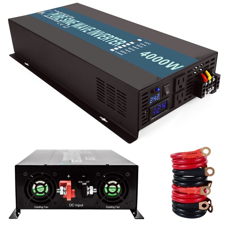 4000 Watt Pure Sine Wave Inverter 24V DC to AC Power Converter Car Truck Battery