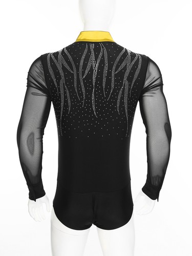 Men Dance Shirts One Piece Long Sleeve Bodysuit Latin Samba Salsa Tango - Picture 87 of 141