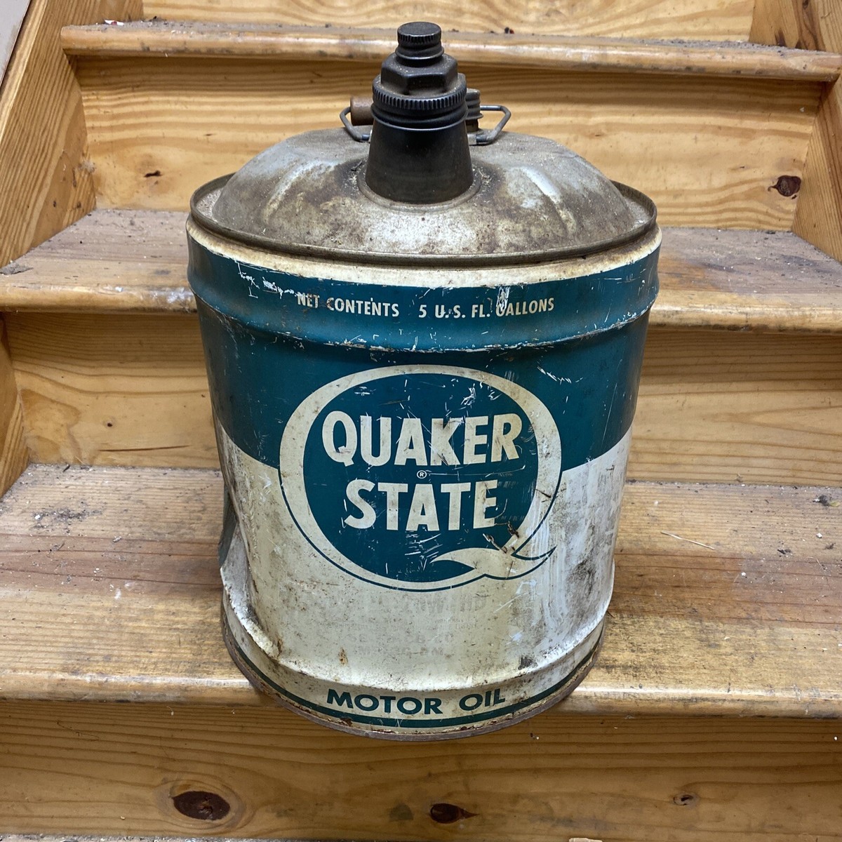 Vintage Quaker State 5 Gallon Motor Oil Can Metal Handle 1960s | eBay