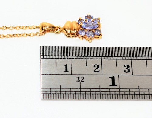Natural Tanzanite Necklace 14K Solid Gold .59tcw Pendant Necklace Fine Gemstone - Picture 9 of 10