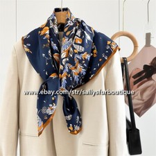Sallys Boutique 14 Momme Twill Silk Wrap Scarf Leaves Print Square Shawl 35"