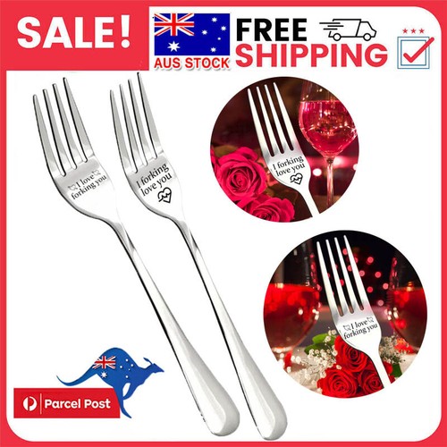 LXRAINQI I Forking - Forchette da tavola con scritta Love You, in acciaio inox, regalo per fidanzato, fidanzata, marito, moglie, anniversario, San Valentino, 20,3 cm