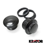 New Custom Set of Dual BLACK POP UP GAS FUEL CAPs FOR HARLEY 1 VENTED 1 NON