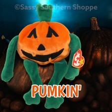    PUMKIN'   1998 Ty Beanie Babies Halloween JACK-O-LANTERN Pumpkin Baby MWMT 