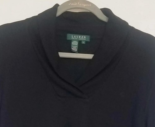 Top Lauren Ralph Lauren RARO vintage donna a maniche lunghe, nero, taglia large - Foto 2 di 9