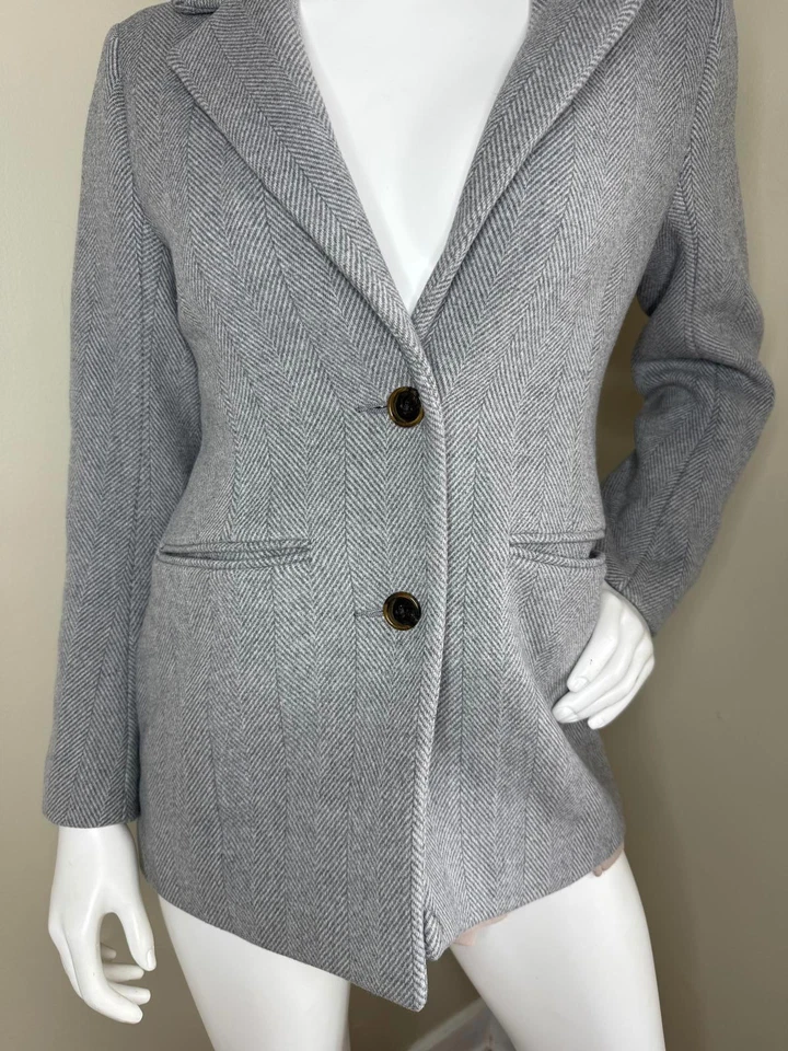 Chaqueta Blazer Abercrombie & Fitch Gris Espiga Para Mujer’s SP Mezcla Lana Foto 2 de 4