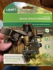 Orbit 58607 Heavy-Duty Brass 1600 sq. ft. Coverage Impact Sprinkler 1/2 MNPT in.