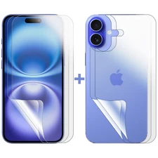 2 Set Soft PET Film Screen Protector for Apple iPhone 16 PLUS Front and Back