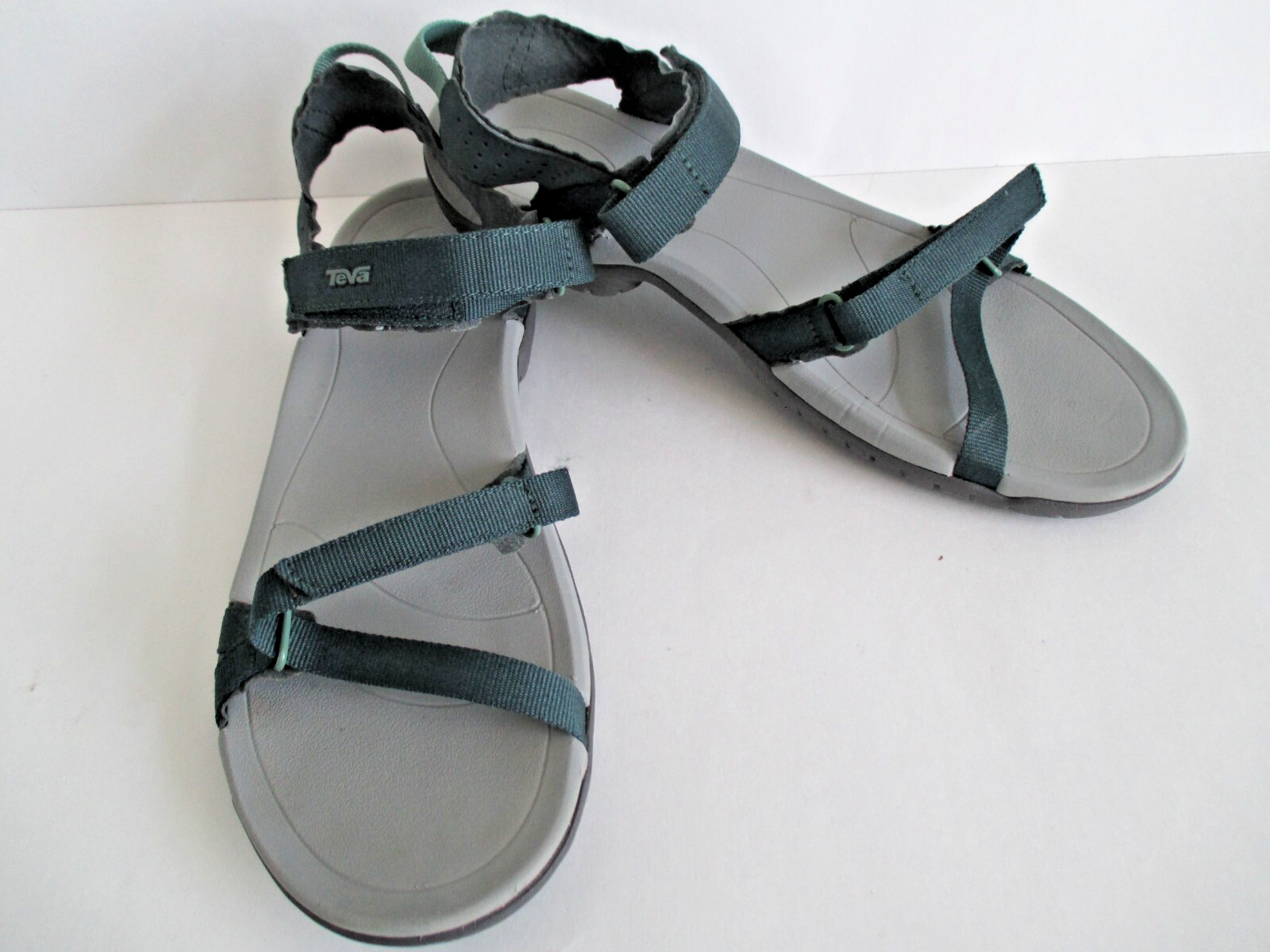 Teva® Verra Women Sandals Outdoor Comfy Teal with Gray Strappy Spider 11 EUC