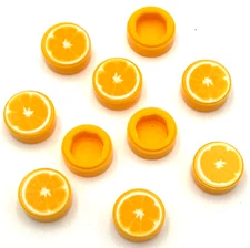 Lego 10 New Bright Light Orange Tiles Round 1 x 1 Orange Slice Minifigure Food