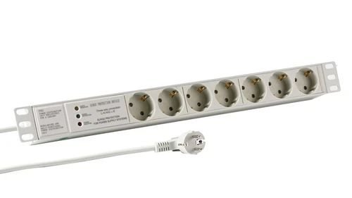 Steckdosenleiste Mehrfachsteckdose 19 Zoll 1HE Aluminium 7x Schutzkontakt CEE7/3