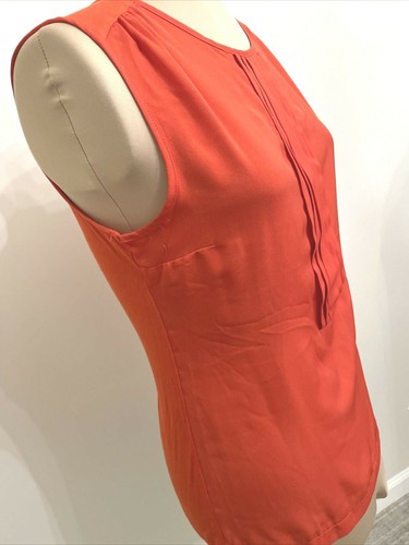 Blusa Worthington Mujer Naranja Plisada Camiseta sin Mangas Camisa de Negocios Talla M - Imagen 3 de 9