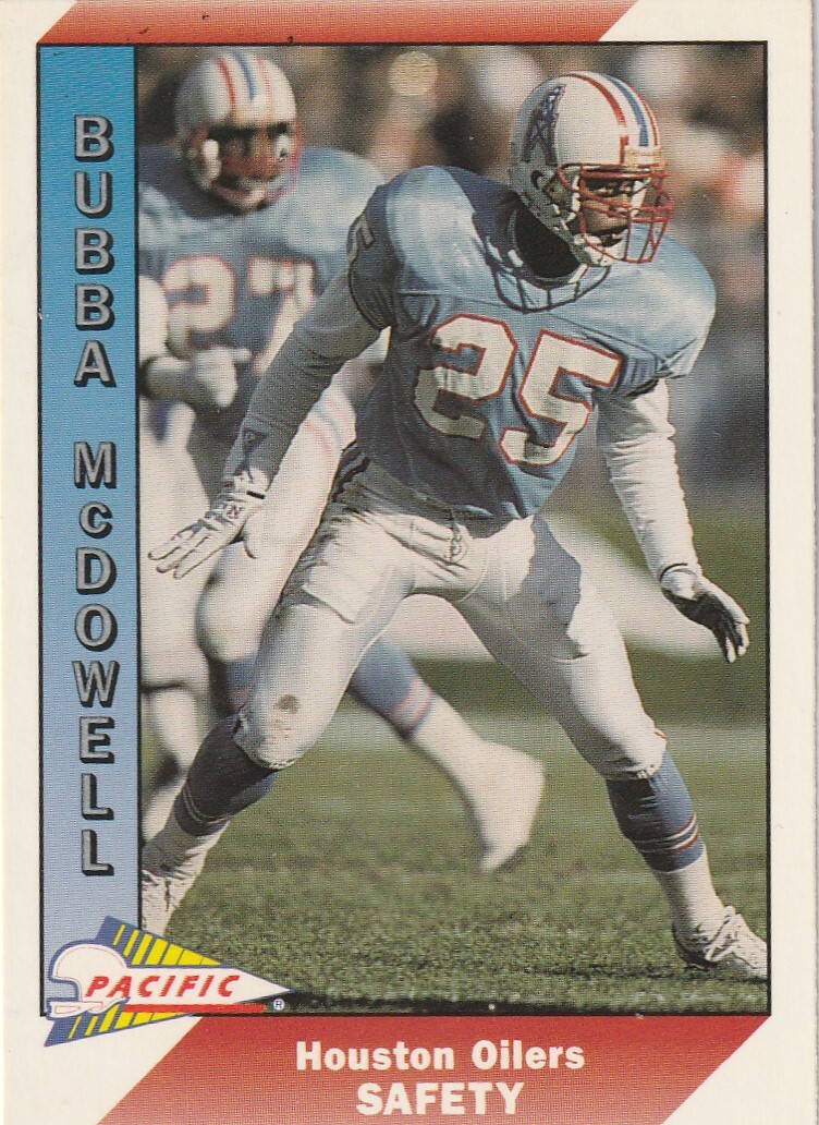 FREE SHIPPING-MINT-1991 Pacific Bubba McDowell #179-PLUS OILERS BONUS CARDS