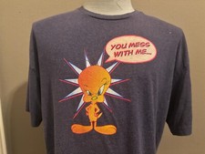 Vintage 90's Tweety Bird You Mess With Me You Mess With My Friends T shirt L