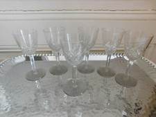 Set of six small cut crystal glasses in the style of Baccarat St Louis