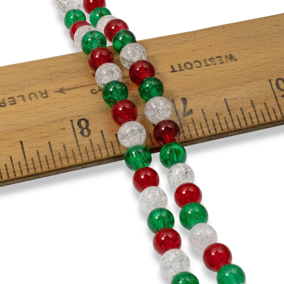 300-Pack 6mm Red, Green & White Glass Crackle Bead Mix -Festive Christmas Crafts - Image 3 of 4