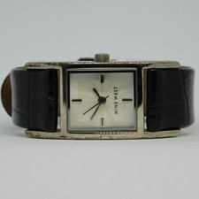 NINE WEST NW/1017 Genuine Leather Quartz Analog Women's Watch New Battery