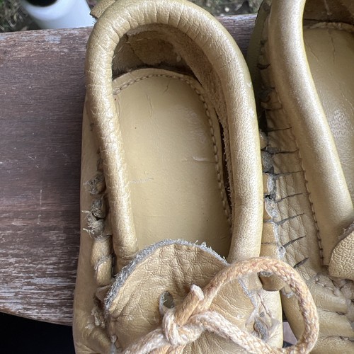 VINTAGE Leather Moccasins Infant size 2 tan. Nice Quality - Picture 5 of 6