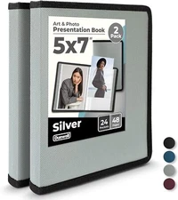Dunwell Small Photo Album 5x7 (2-Pack, Silver), 5 x 7 5x7" (2 PK), Silver 