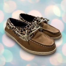 Sperry Coastfish Girl s Leopard Print Boat Shoes Loafers Size 2.5
