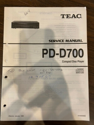 TEAC PD-D700 PDD700 CD PLAYER Service Manual **ORIGINAL**