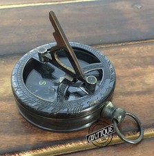 Vintage Nautical Navigation Sundial Compass Pocket Tool Maritime Sun Marine