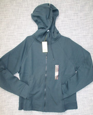 All In Motion Women s Navy Teal Full Zip Fleece Hood Sweatshirt Size XL Pockets