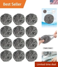 12Pcs Stainless Steel Wool Pads 2.4" for Tough Cleaning & Scrubbing Kitchenware
