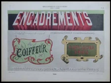 FRENCH ART NOUVEAU SIGNBOARDS - 1903 HELIOTYPE POCHOIR - TYPOGRAPHY