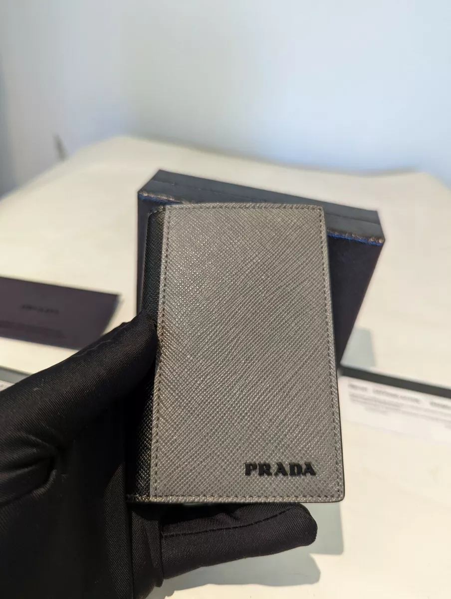 NWB Mens Prada Saffiano Nero (Black) + MARMO (Grey) Card Case