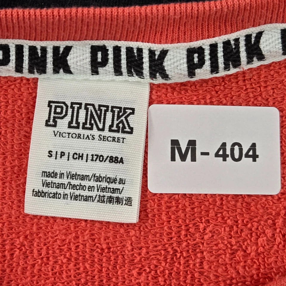 PINK Victoria's Secret Women Sweatshirt Small Orange Lace Up V Neck Logo — 第 2/4 张图片