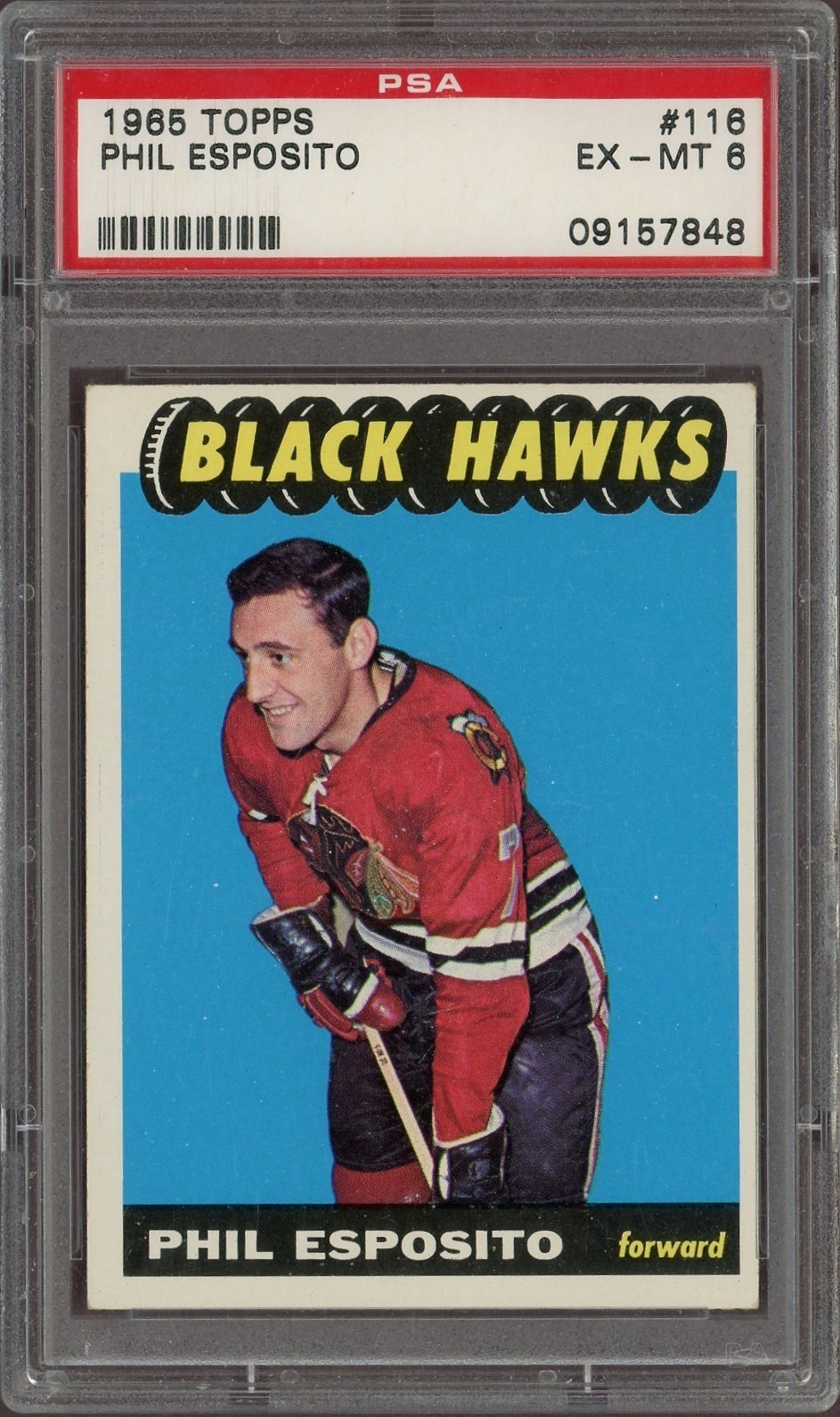 1965 Topps #116 Phil Esposito Chicago Blackhawks PSA 6