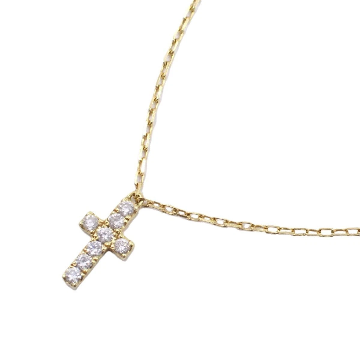 Ahkah Arkar K18Yg Diamond Cross Necklace 0.05Ct 37 40cm U