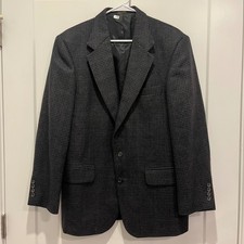Oscar de la Renta Mens 40R Wool Blazer Charcoal Houndstooth Sport Coat 3351AX