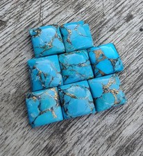 AAA Blue Copper Turquoise Cabochon Square Shape Loose Gemstone