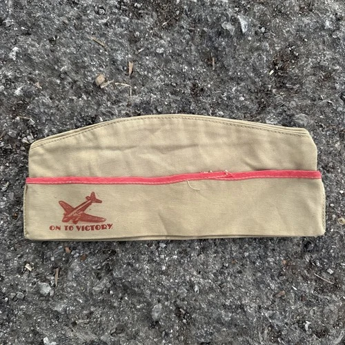 Vintage WW2 US Military Overseas Garrison Cap On To Victory NWT DEADSTOCK 1940s