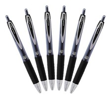 Uni-Ball Signo 207 Retractable Gel Pen, 0.5mm Micro Point, Black, Pack of 6