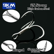 25-100pcs Fishing Treble Hooks Saltwater Replacement for Crankbaits Spinners UK