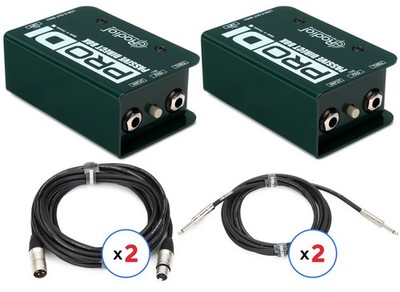 Radial ProDI 1-channel Passive Instrument Direct Box (2-Pack) with Cables