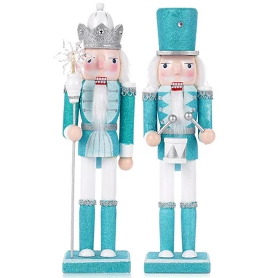 15" Nutcracker Soldier Vintage Wooden Christmas Ornament Decor Blue King 2025 US