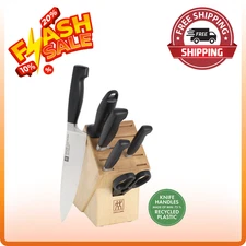 SALE! ZWILLING Four Star Eco 7-pc,  Knife Block Set, Natural Fast Shipping