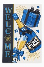 New Year Welcome Garden Flag   Champagne Bottle  Gift Design 12x18