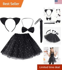Complete 4-Piece Black Cat Costume Set for Kids - Perfect for Dress-Up Fun