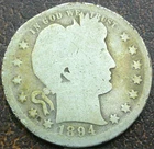 US 1894-S Barber Quarter  **