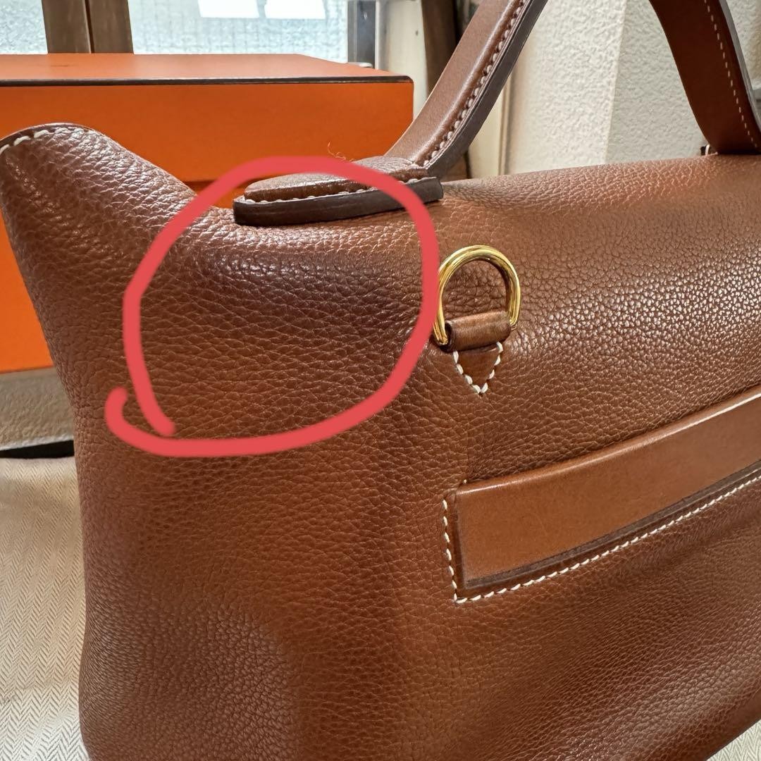 Hermes Van Cattle Faubourg 29 Bag Gold Swift Leather Used with Box & Strap image 4