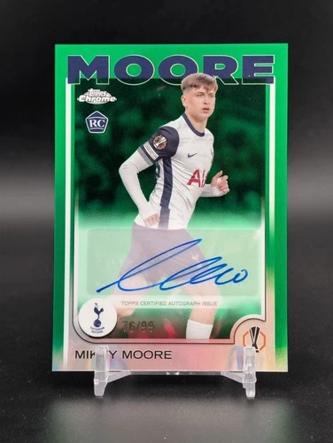 Mikey Moore 2024-25 Topps Chrome #CAMI Green Refractor Auto /99 Rookie RC