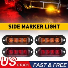 4x Amber Red 4 Led Side Marker Clearance Lights Waterproof For Trailer Truck Rv