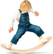 Wooden Wobble Balance Board for Kids  Adults - Montessori Indoor Play Toy