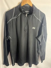 Layer 8 Performance Mens Black Long Sleeve Pullover Quick-Dry Large 1/4 Zip