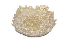 Centrotavola Decorato con Farfallle in Resina oro 24 cm
